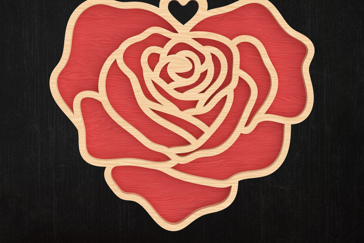 Σετ των 2 Intra απο ξύλο plywood 3mm-4mm πάχος – Ρομαντικό  Rose Valentine Δίασταση  20x20 cm INTRAFABR-113314502