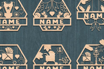 Σετ των 2 Intra απο ξύλο plywood 3mm-4mm πάχος – Διακόσμηση δωματίου Πινακίδα ονόματος Πακέτο κοπής με λέιζερ Δίασταση  20x20 cm INTRAFABR-72793002