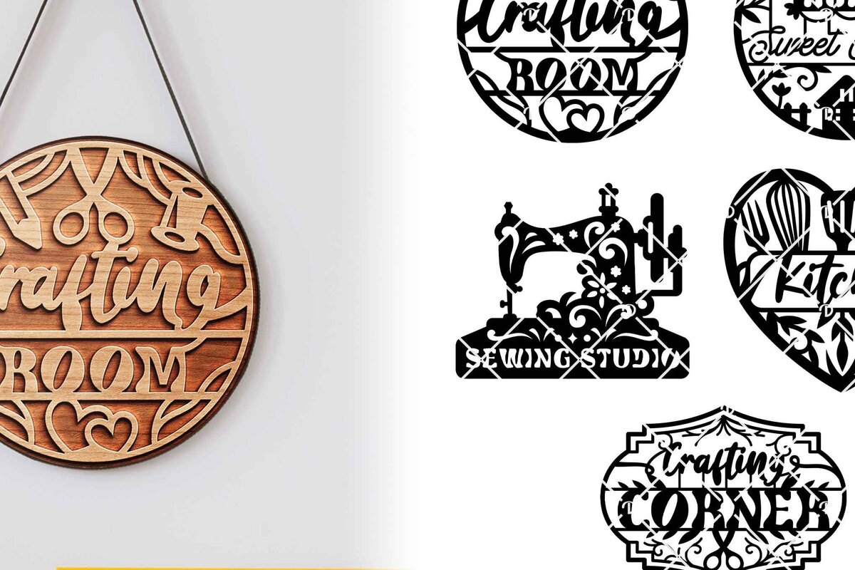 Σετ των 2 Intra απο ξύλο plywood 3mm-4mm πάχος – Σχεδιασμός κοπής με λέιζερ πινακίδας δωματίου Δίασταση  20x20 cm INTRAFABR-117688396