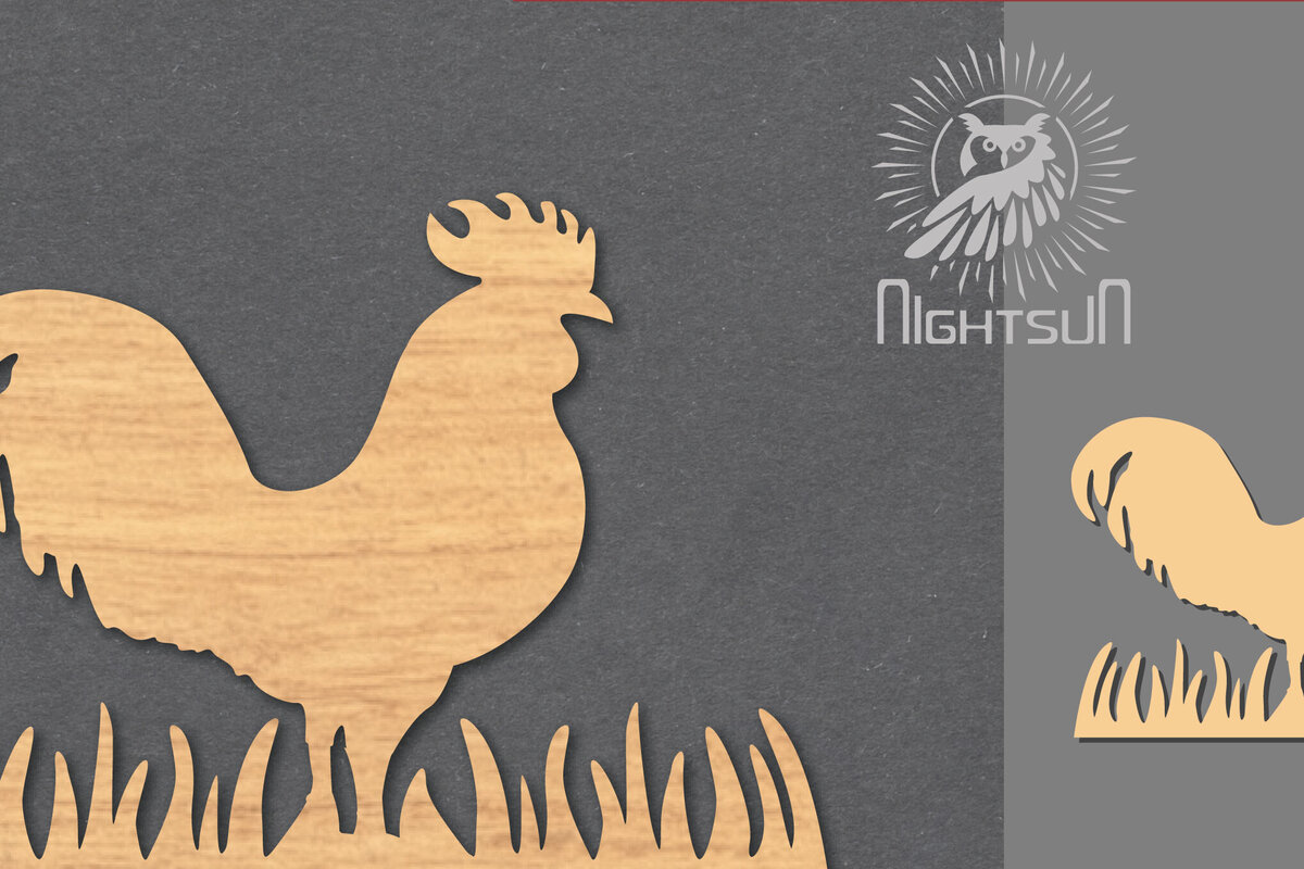 Σετ των 2 Intra απο ξύλο plywood 3mm-4mm πάχος – Διακόσμηση κόκορα με λέιζερ Δίασταση  20x20 cm INTRAFABR-117109851