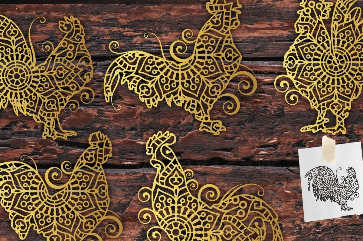 Σετ των 2 Intra απο ξύλο plywood 3mm-4mm πάχος – Κόκορας Χαρτί Κοπή Δίασταση  20x20 cm INTRAFABR-12928119