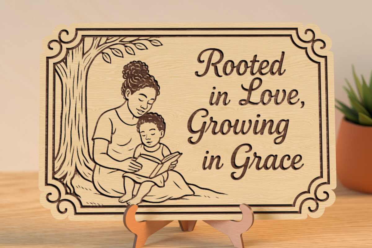 Intra απο ξύλο plywood 3mm-4mm πάχος – Rooted in Love – Mom Quote Sign Δίασταση  40x30 cm INTRAFABR-120588681
