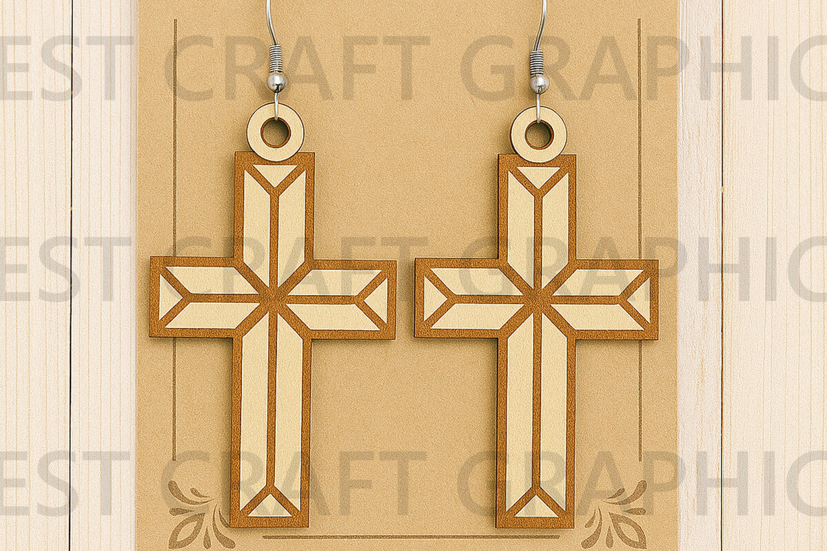 Σετ των 3 Intra απο ξύλο plywood 3mm-4mm πάχος – Rosary Earrings – Catholic Jewelry Δίασταση  5x5 cm INTRAFABR-124957686