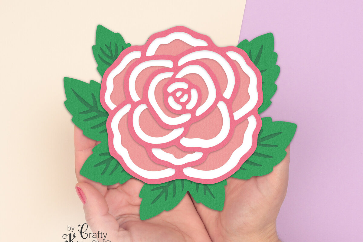 Σετ των 2 Intra απο ξύλο plywood 3mm-4mm πάχος – Αρχείο περικοπής Rose 3D Layer Flower Δίασταση  20x20 cm INTRAFABR-80452784