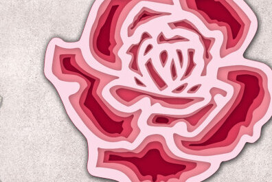 Σετ των 2 Intra απο ξύλο plywood 3mm-4mm πάχος – Τριαντάφυλλο 3D Δίασταση  20x20 cm INTRAFABR-24867608