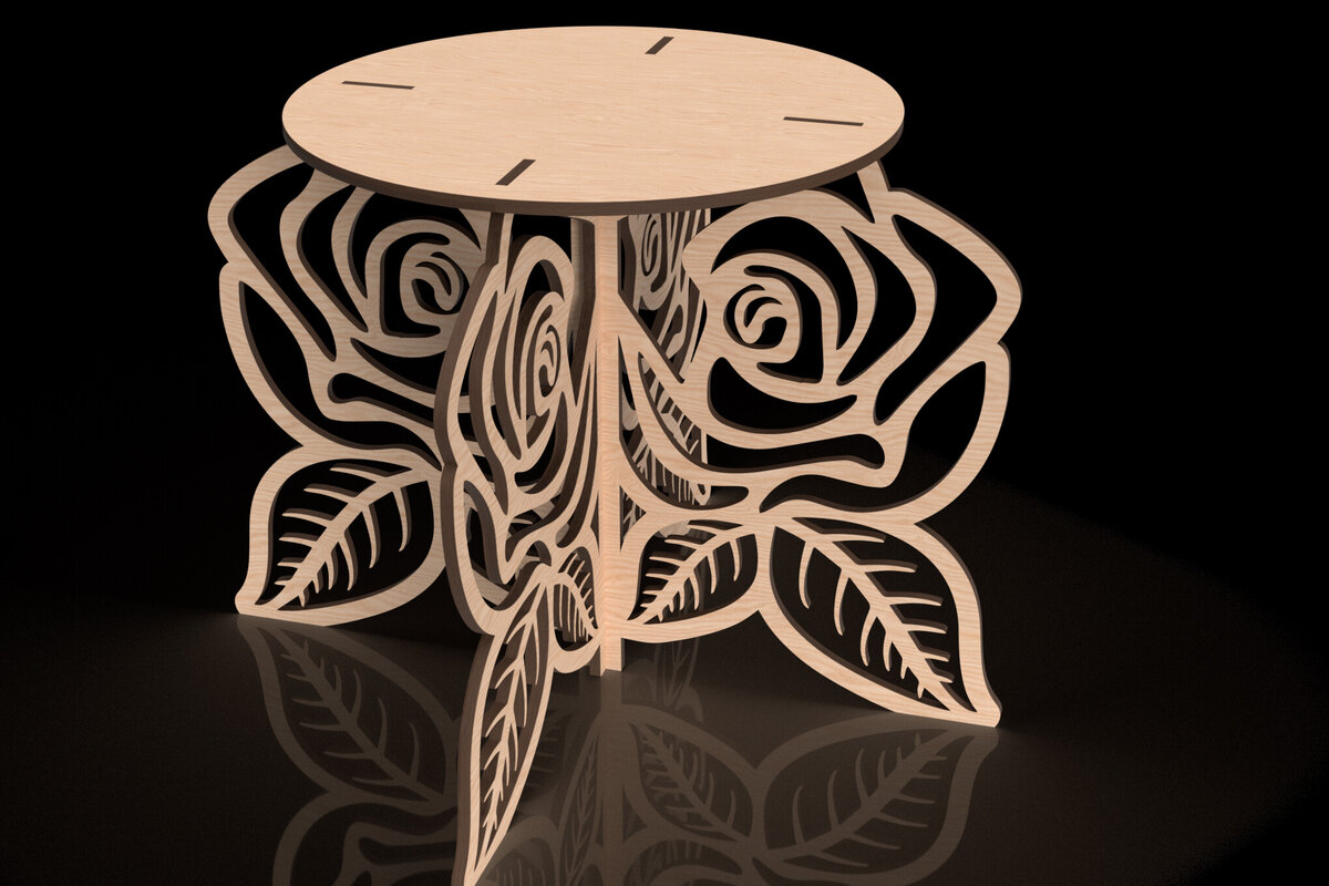 Σετ των 2 Intra απο ξύλο plywood 3mm-4mm πάχος – Rose Bloom Plant Pot Stand Δίασταση  20x20 cm INTRAFABR-118292813