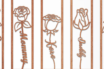 Σετ των 2 Intra απο ξύλο plywood 3mm-4mm πάχος –  κοπής με λέιζερ σελιδοδείκτης ROSE Δίασταση  20x20 cm INTRAFABR-64348914