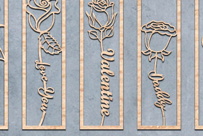 Σετ των 2 Intra απο ξύλο plywood 3mm-4mm πάχος –  κοπής με λέιζερ σελιδοδείκτης ROSE Δίασταση  20x20 cm INTRAFABR-64348888