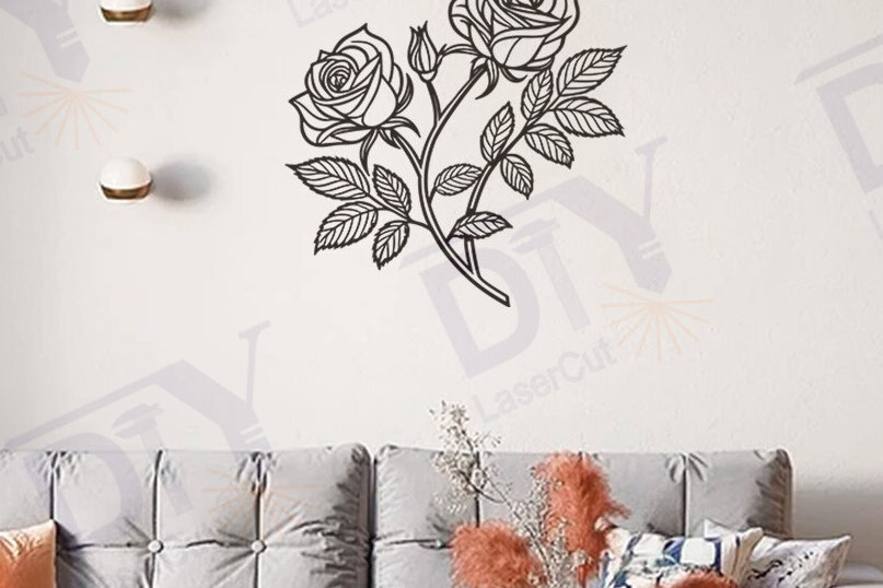 Intra απο ξύλο plywood 3mm-4mm πάχος – Rose Branch Decor &amp; Print Design Δίασταση  40x30 cm INTRAFABR-117166587