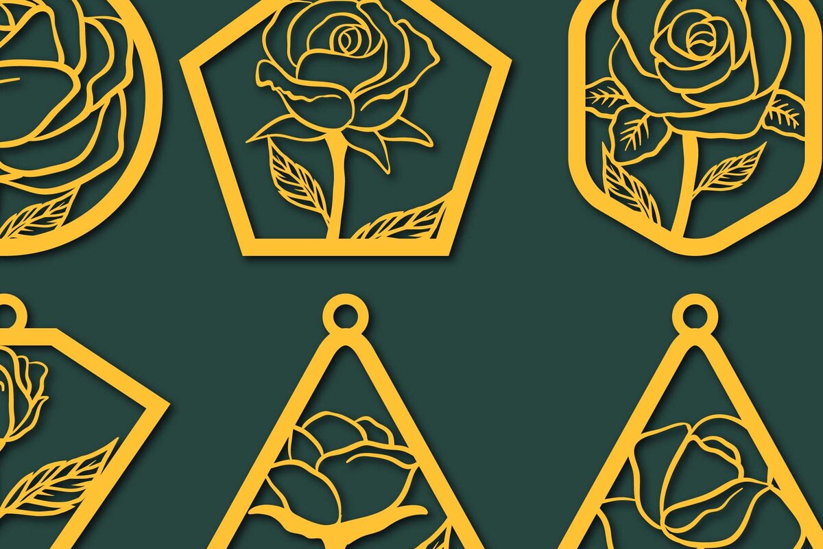 Σετ των 3 Intra απο ξύλο plywood 3mm-4mm πάχος – Σκουλαρίκι τριαντάφυλλο Πακέτο κοπής με λέιζερ Δίασταση  5x5 cm INTRAFABR-65520609