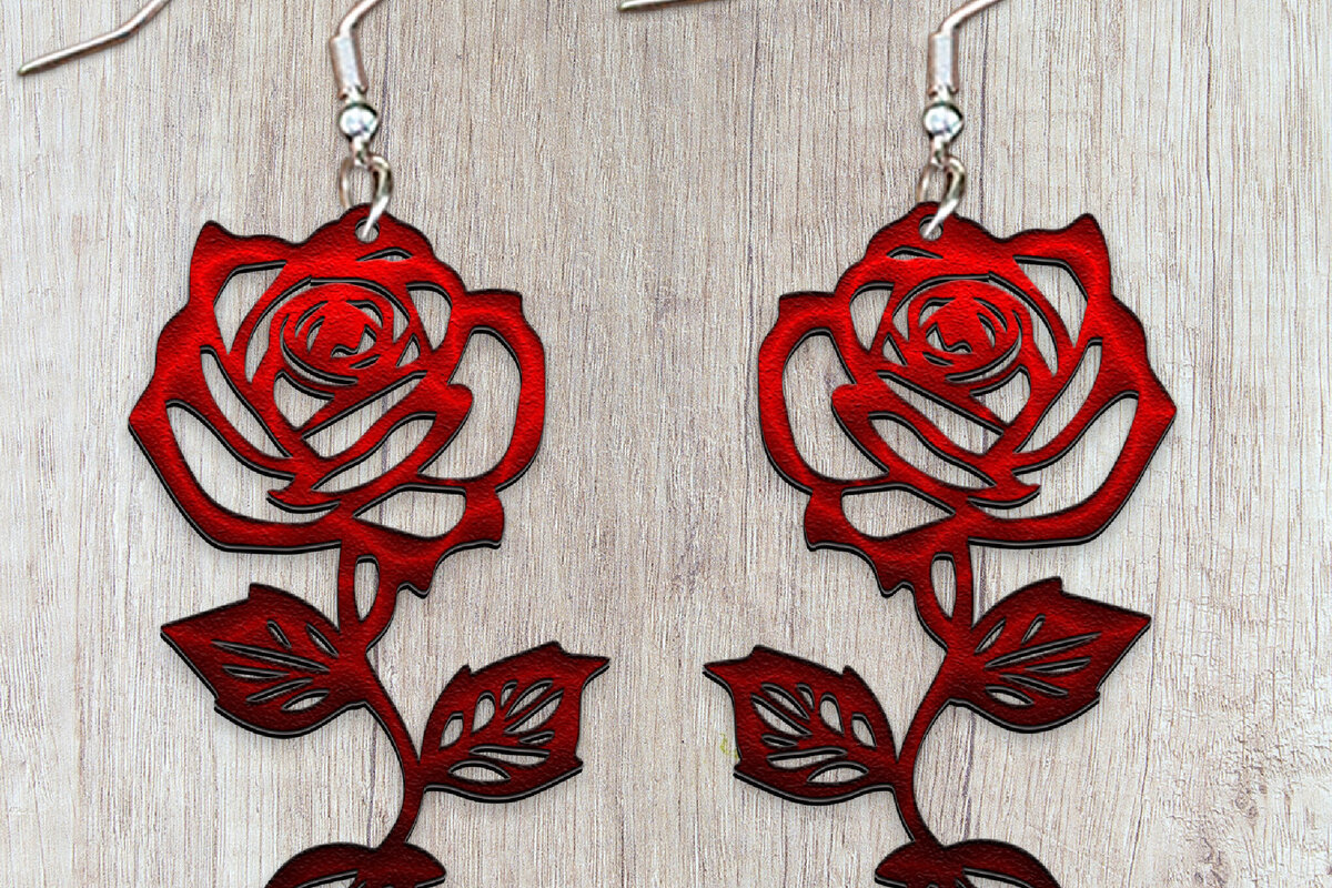 Σετ των 3 Intra απο ξύλο plywood 3mm-4mm πάχος – Σκουλαρίκια τριαντάφυλλο κοπής με λέιζερ. Σκουλαρίκια Boho L Δίασταση  5x5 cm INTRAFABR-121048991