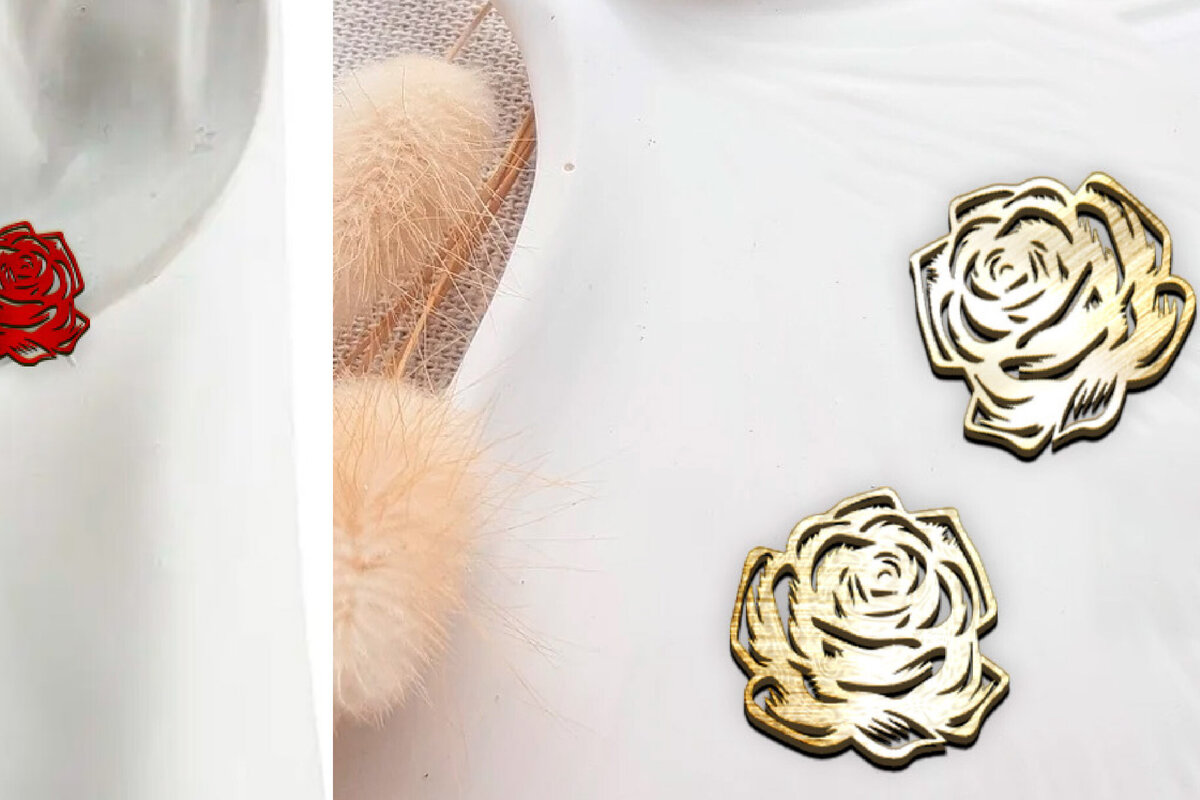 Σετ των 3 Intra απο ξύλο plywood 3mm-4mm πάχος – Σκουλαρίκια τριαντάφυλλο κοπής με λέιζερ. Σκουλαρίκια Boho Δίασταση  5x5 cm INTRAFABR-120732828