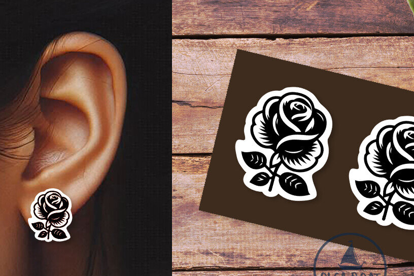 Σετ των 3 Intra απο ξύλο plywood 3mm-4mm πάχος – Σκουλαρίκια τριαντάφυλλο | Καλοκαιρινή Des Δίασταση  5x5 cm INTRAFABR-120216012