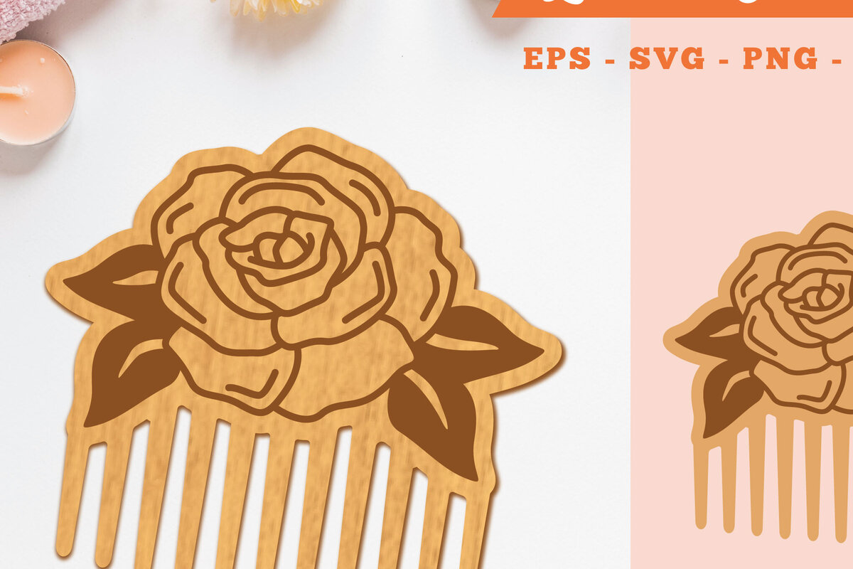 Σετ των 2 Intra απο ξύλο plywood 3mm-4mm πάχος – Rose FlowerComb Δίασταση  20x20 cm INTRAFABR-105417803