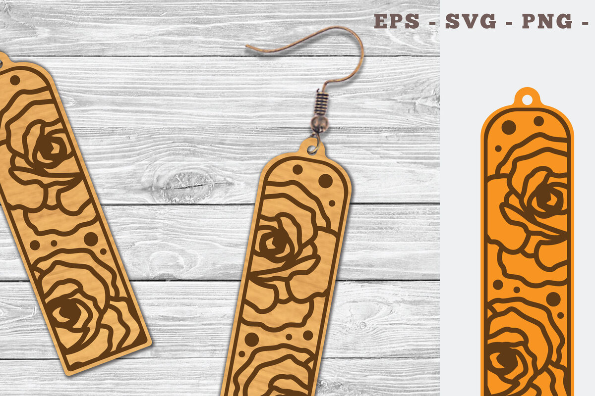 Σετ των 3 Intra απο ξύλο plywood 3mm-4mm πάχος – Σκουλαρίκια Rose Flower Δίασταση  5x5 cm INTRAFABR-103064689