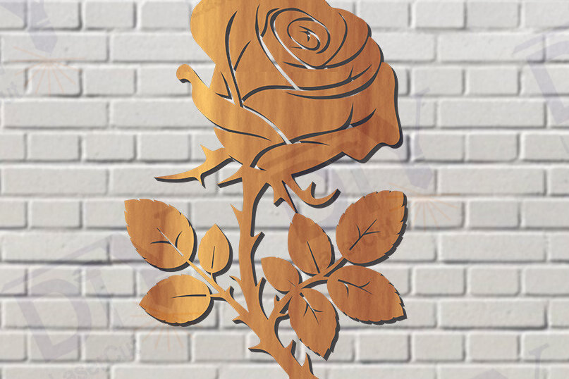 Intra απο ξύλο plywood 3mm-4mm πάχος – Rose Flower Decor &amp; Print Design Δίασταση  40x30 cm INTRAFABR-117206903