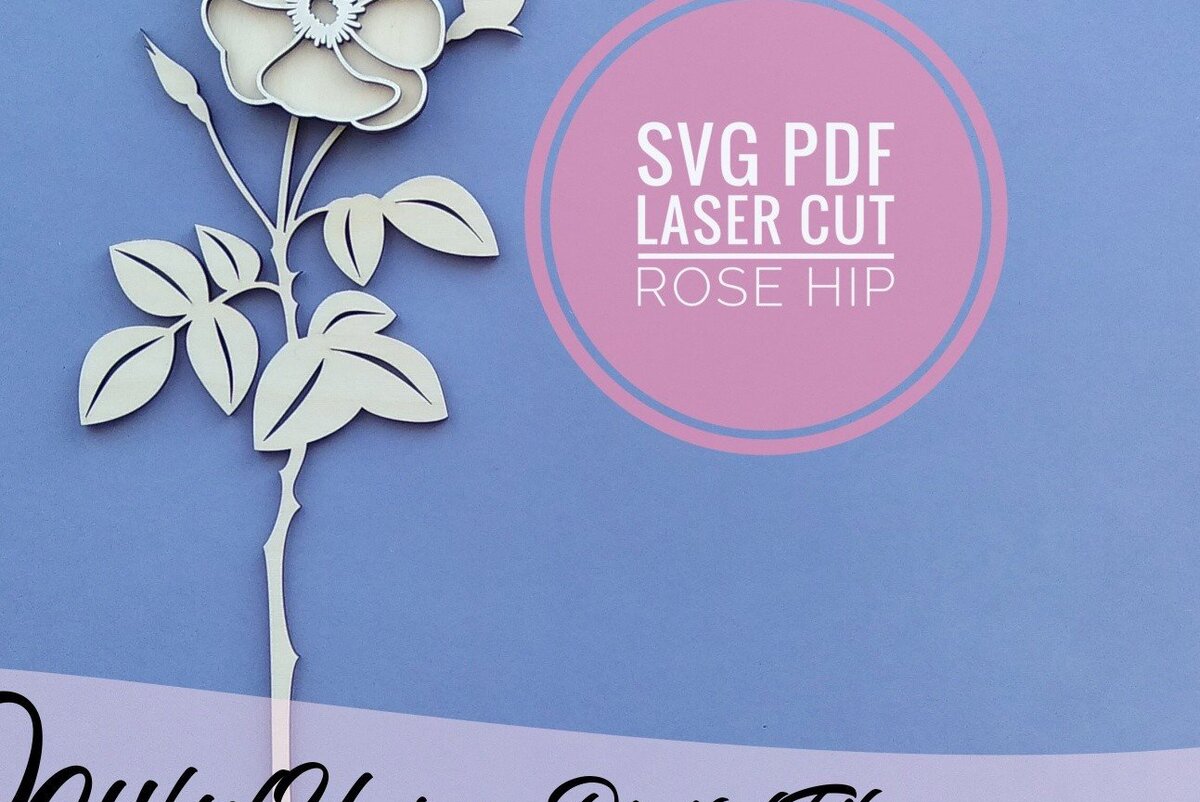 Σετ των 2 Intra απο ξύλο plywood 3mm-4mm πάχος – Rose Hip Flower Δίασταση  20x20 cm INTRAFABR-33749181