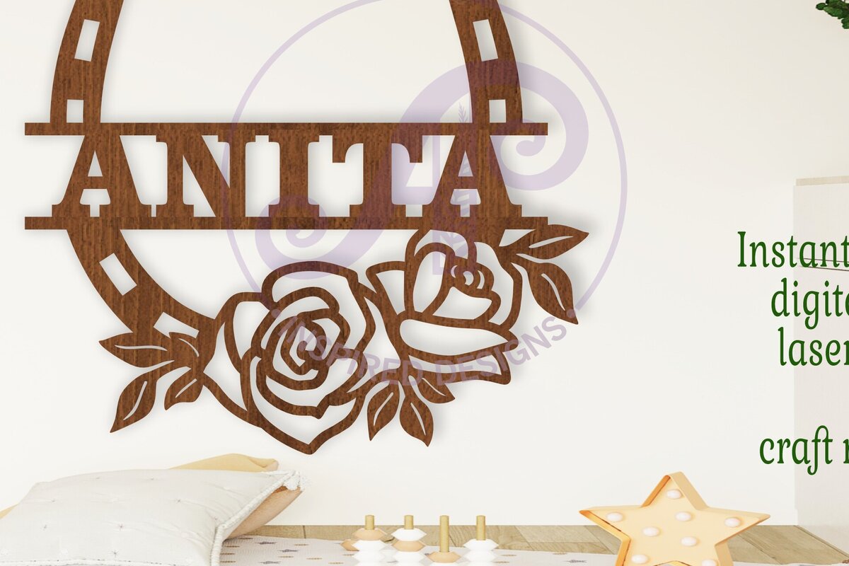 Σετ των 2 Intra απο ξύλο plywood 3mm-4mm πάχος – Σήμα ονόματος παπουτσιού Rose Horse Δίασταση  20x20 cm INTRAFABR-104459392