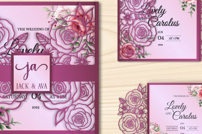 Σετ των 2 Intra απο ξύλο plywood 3mm-4mm πάχος – Τριαντάφυλλο Προσκλητήριο Δίασταση  20x20 cm INTRAFABR-30616230