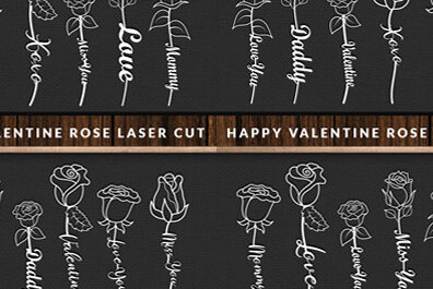 Σετ των 2 Intra απο ξύλο plywood 3mm-4mm πάχος – Πακέτο Cut Rose Laser Δίασταση  20x20 cm INTRAFABR-63502897