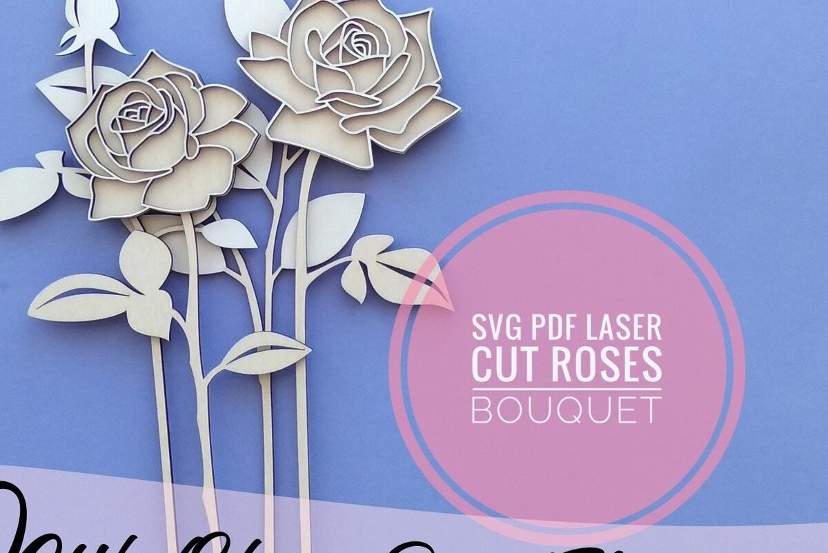 Σετ των 2 Intra απο ξύλο plywood 3mm-4mm πάχος – Τριαντάφυλλο κομμένο λουλούδι με λέιζερ Δίασταση  20x20 cm INTRAFABR-33284026