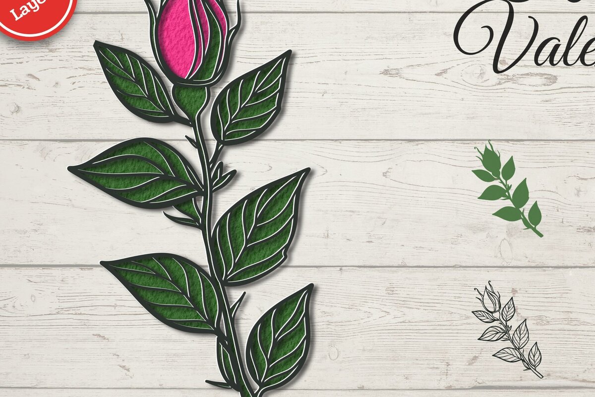 Σετ των 2 Intra απο ξύλο plywood 3mm-4mm πάχος – Τριαντάφυλλο Ημέρα του Αγίου Βαλεντίνου Δίασταση  20x20 cm INTRAFABR-86242521