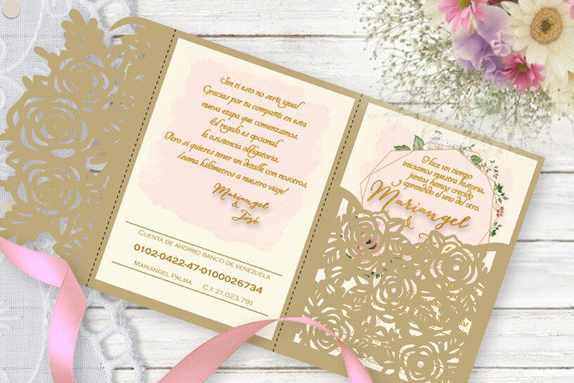 Σετ των 2 Intra απο ξύλο plywood 3mm-4mm πάχος – Τριαντάφυλλο Προσκλητήριο Γάμου Κόψιμο Δίασταση  20x20 cm INTRAFABR-19313553