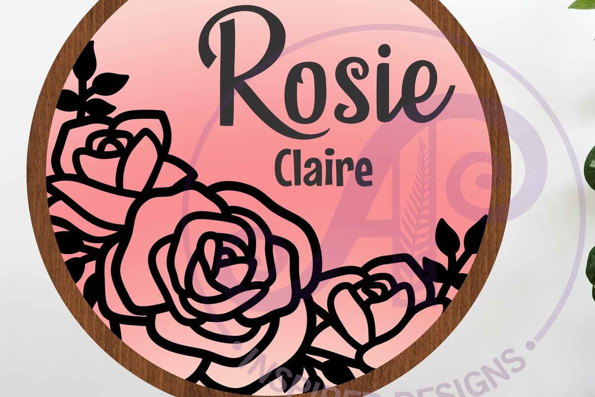 Σετ των 2 Intra απο ξύλο plywood 3mm-4mm πάχος – Roses Layered Personalized Name Art Wall Δίασταση  20x20 cm INTRAFABR-118853357