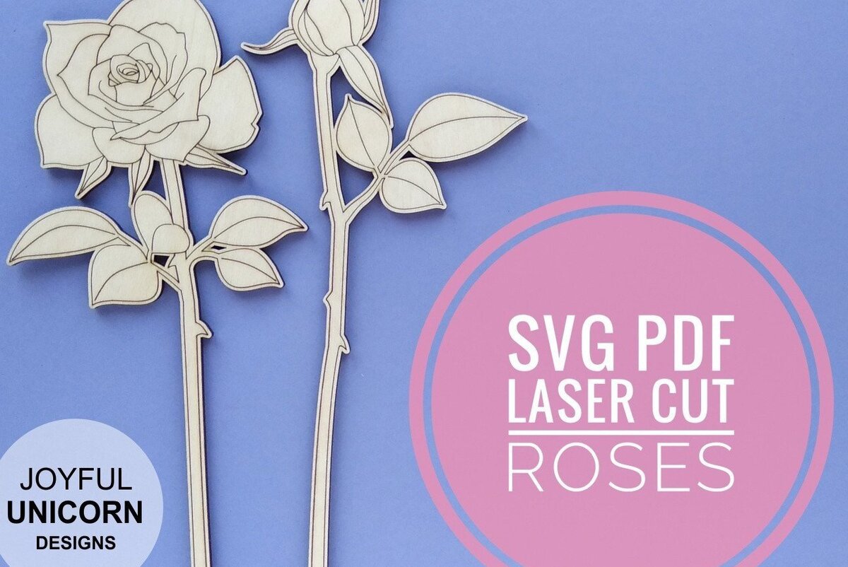 Σετ των 2 Intra απο ξύλο plywood 3mm-4mm πάχος – Αρχείο βαθμολογίας λέιζερ Roses Δίασταση  20x20 cm INTRAFABR-32441801