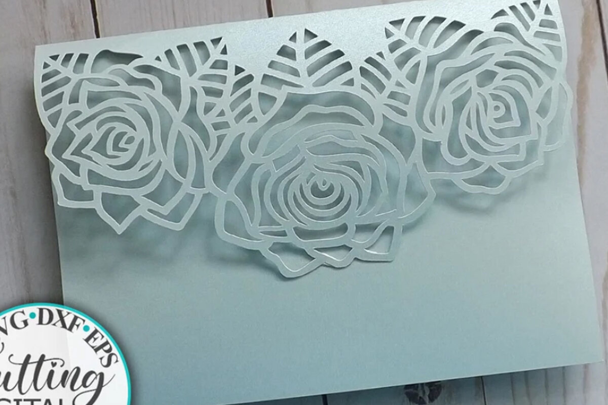 Σετ των 2 Intra απο ξύλο plywood 3mm-4mm πάχος – Τριαντάφυλλα Trifold Wedding Pocket Cut Δίασταση  20x20 cm INTRAFABR-28873488