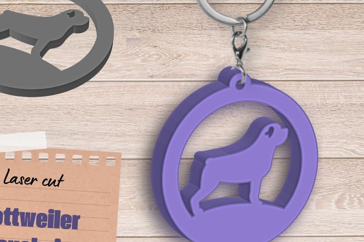 Σετ των 3 Intra απο ξύλο plywood 3mm-4mm πάχος – Μπρελόκ Rottweiler, Δώρο Dog Lovers Δίασταση  5x5 cm INTRAFABR-91241169