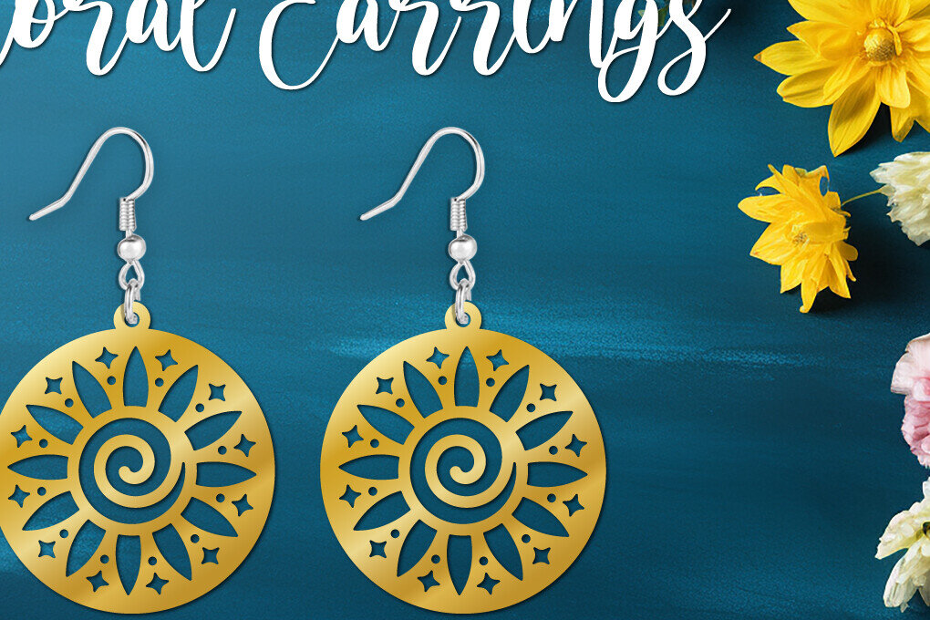 Σετ των 3 Intra απο ξύλο plywood 3mm-4mm πάχος – Στρογγυλό αφηρημένο floral σκουλαρίκι Δίασταση  5x5 cm INTRAFABR-104249224