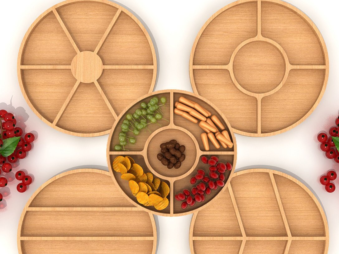 Σετ των 2 Intra απο ξύλο plywood 3mm-4mm πάχος – Στρογγυλά Πακέτα αλλαντικών Δίασταση  20x20 cm INTRAFABR-39086398