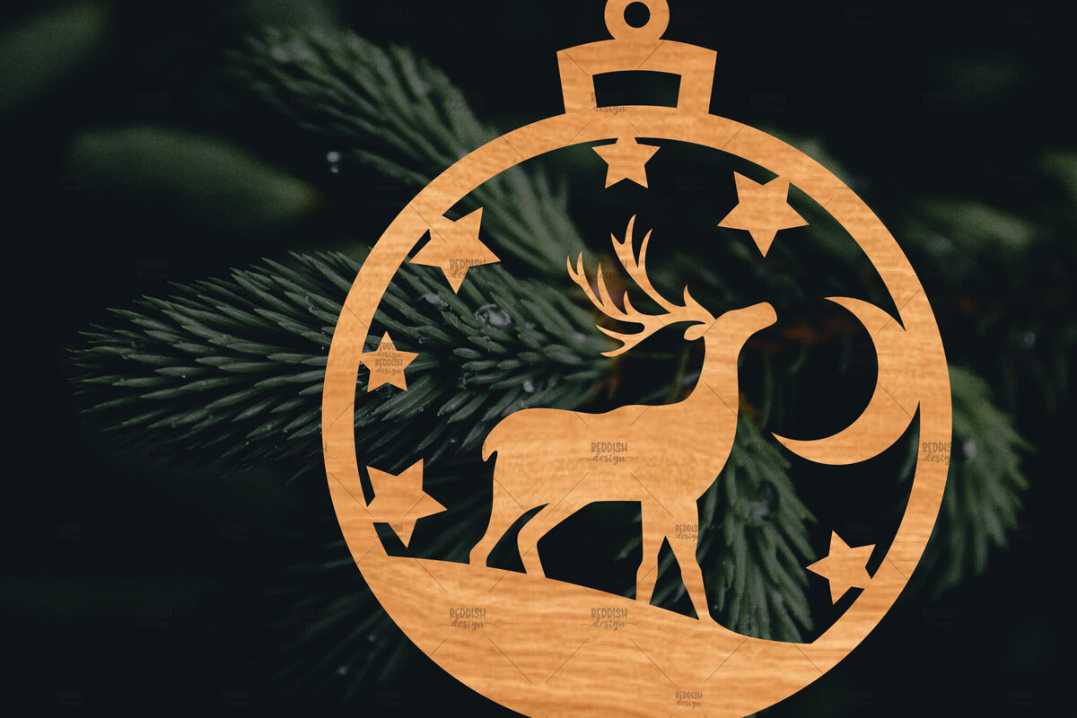 Σετ των 2 Intra απο ξύλο plywood 3mm-4mm πάχος – Στρογγυλό Χριστουγεννιάτικο Στολίδι Δίασταση  20x20 cm INTRAFABR-106942291