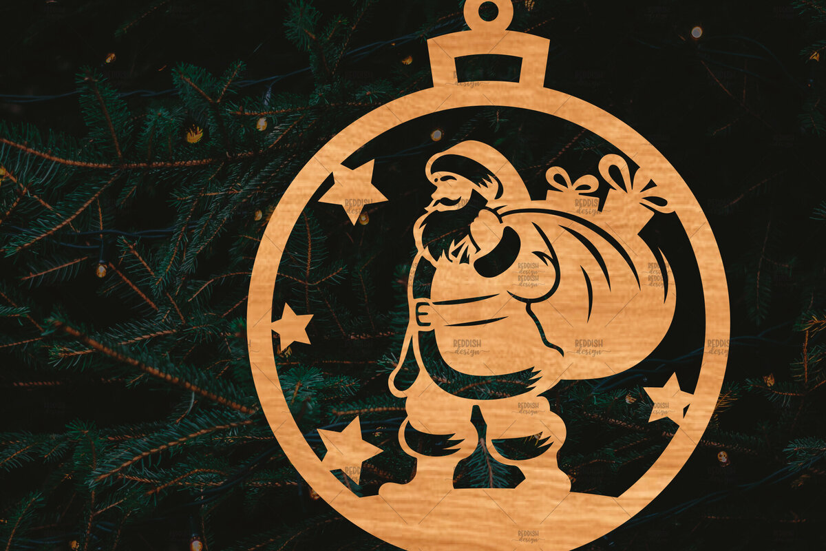 Σετ των 2 Intra απο ξύλο plywood 3mm-4mm πάχος – Στρογγυλό Χριστουγεννιάτικο Στολίδι Δίασταση  20x20 cm INTRAFABR-106942326