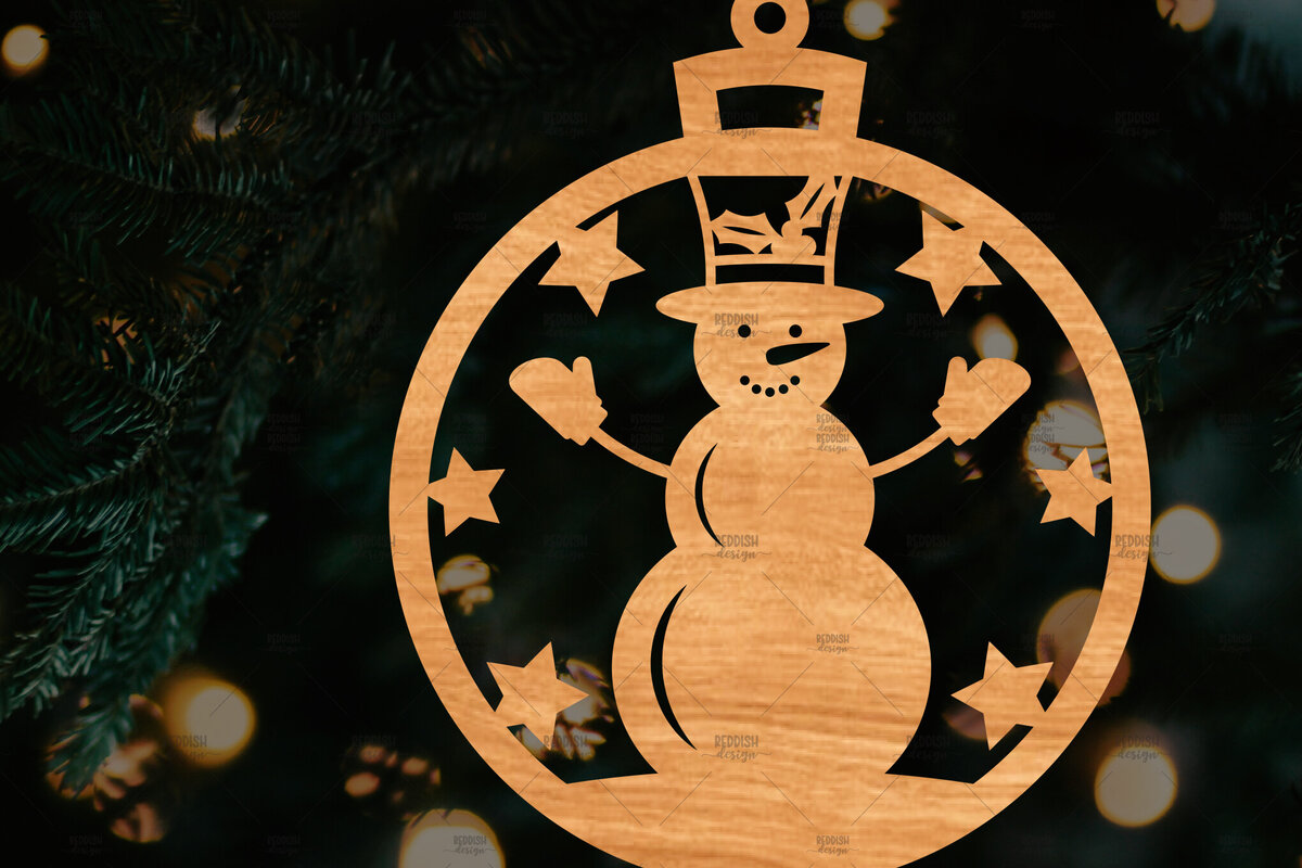 Σετ των 2 Intra απο ξύλο plywood 3mm-4mm πάχος – Στρογγυλό Χριστουγεννιάτικο Στολίδι Δίασταση  20x20 cm INTRAFABR-106942402