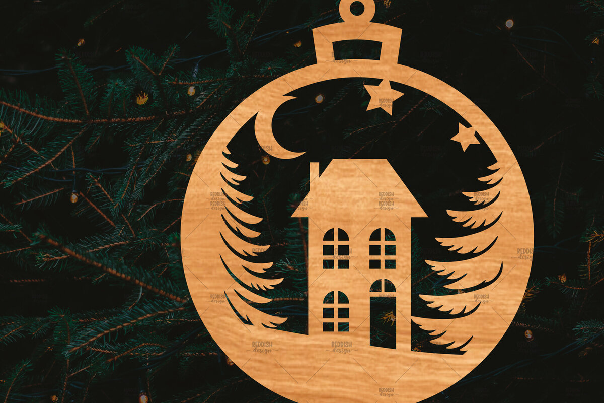 Σετ των 2 Intra απο ξύλο plywood 3mm-4mm πάχος – Στρογγυλό Χριστουγεννιάτικο Στολίδι Δίασταση  20x20 cm INTRAFABR-106942516