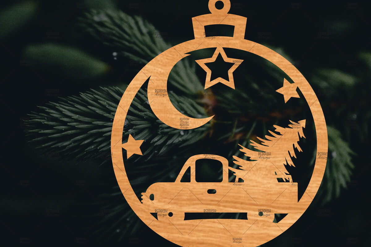 Σετ των 2 Intra απο ξύλο plywood 3mm-4mm πάχος – Στρογγυλό Χριστουγεννιάτικο Στολίδι Δίασταση  20x20 cm INTRAFABR-106942591