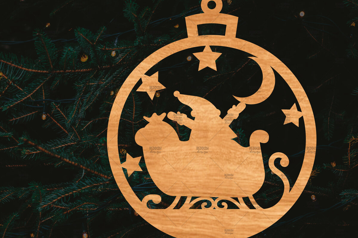 Σετ των 2 Intra απο ξύλο plywood 3mm-4mm πάχος – Στρογγυλό Χριστουγεννιάτικο Στολίδι Δίασταση  20x20 cm INTRAFABR-106942634