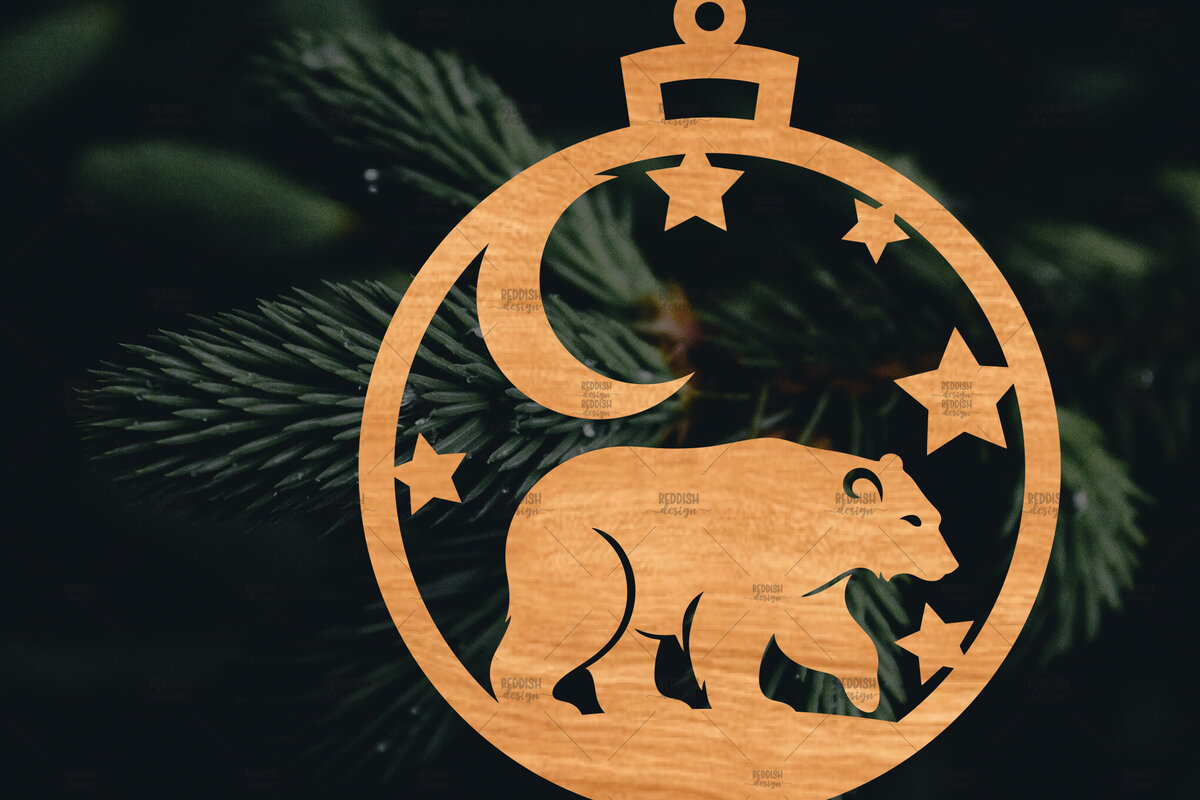 Σετ των 2 Intra απο ξύλο plywood 3mm-4mm πάχος – Στρογγυλό Χριστουγεννιάτικο Στολίδι Δίασταση  20x20 cm INTRAFABR-106941469