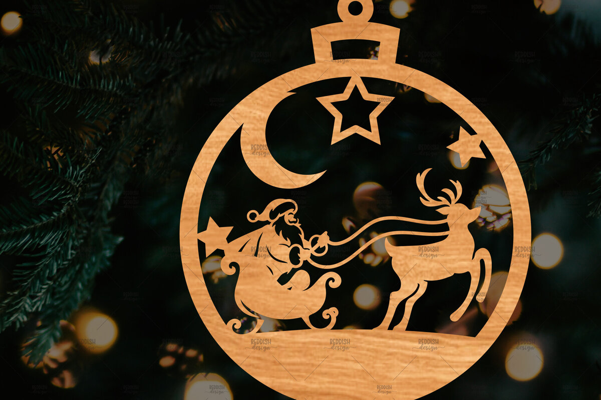 Σετ των 2 Intra απο ξύλο plywood 3mm-4mm πάχος – Στρογγυλό Χριστουγεννιάτικο Στολίδι Δίασταση  20x20 cm INTRAFABR-106942790