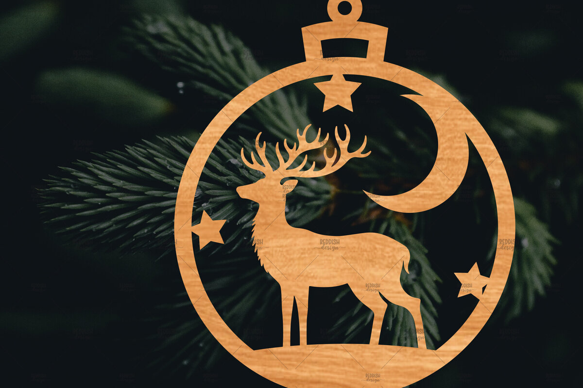 Σετ των 2 Intra απο ξύλο plywood 3mm-4mm πάχος – Στρογγυλό Χριστουγεννιάτικο Στολίδι Δίασταση  20x20 cm INTRAFABR-106941920