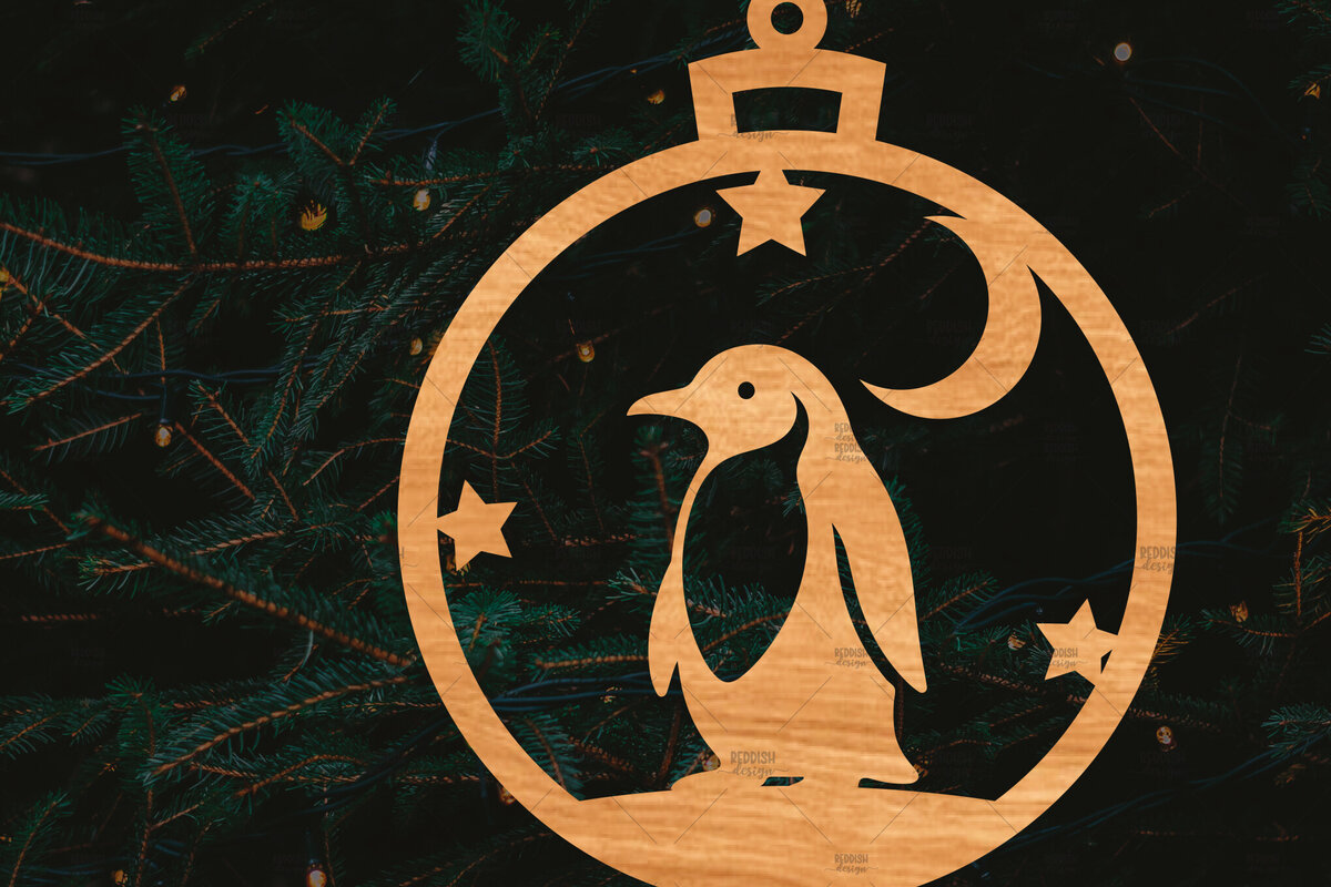 Σετ των 2 Intra απο ξύλο plywood 3mm-4mm πάχος – Στρογγυλό Χριστουγεννιάτικο Στολίδι Δίασταση  20x20 cm INTRAFABR-106941972