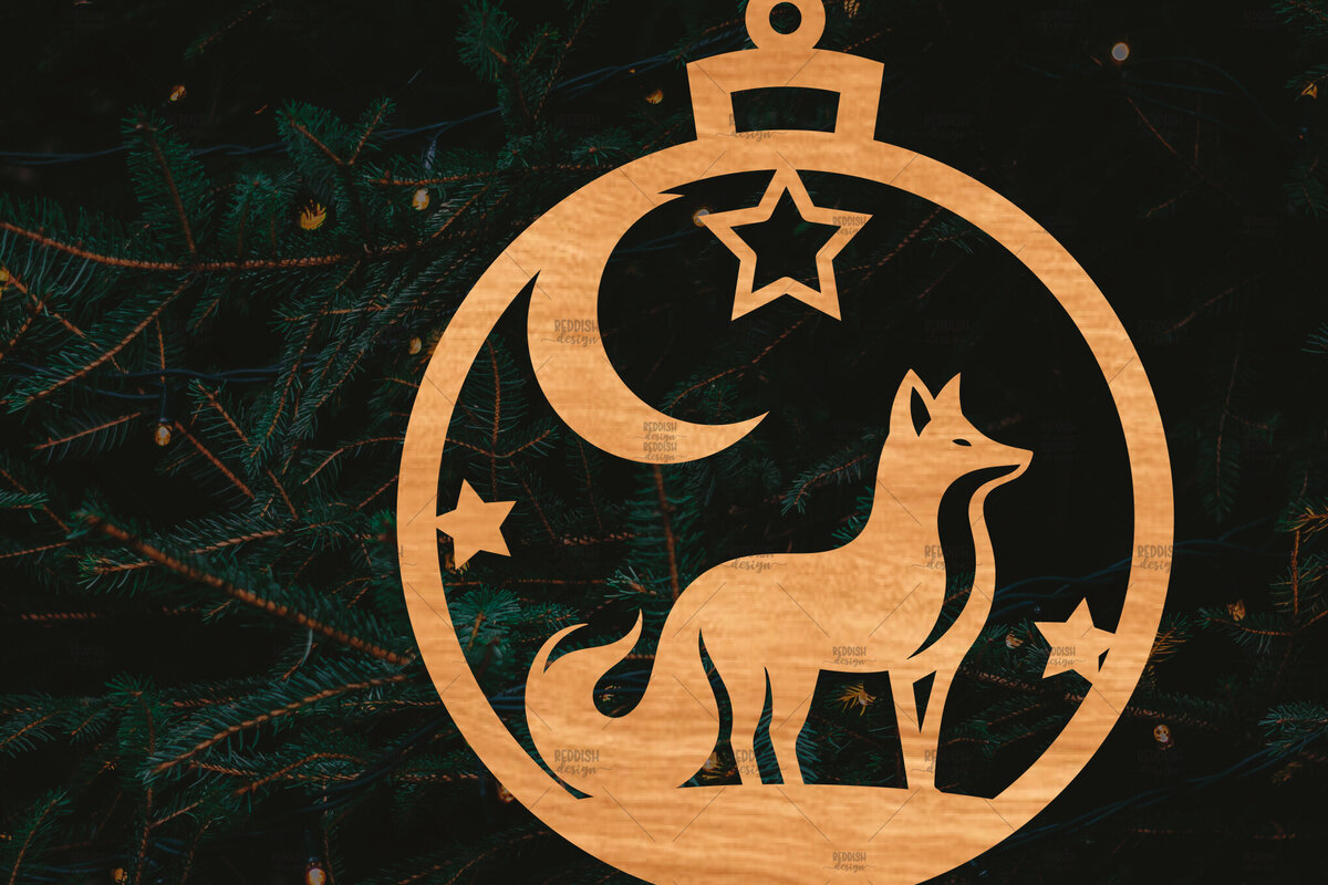 Σετ των 2 Intra απο ξύλο plywood 3mm-4mm πάχος – Στρογγυλό Χριστουγεννιάτικο Στολίδι Δίασταση  20x20 cm INTRAFABR-106942237