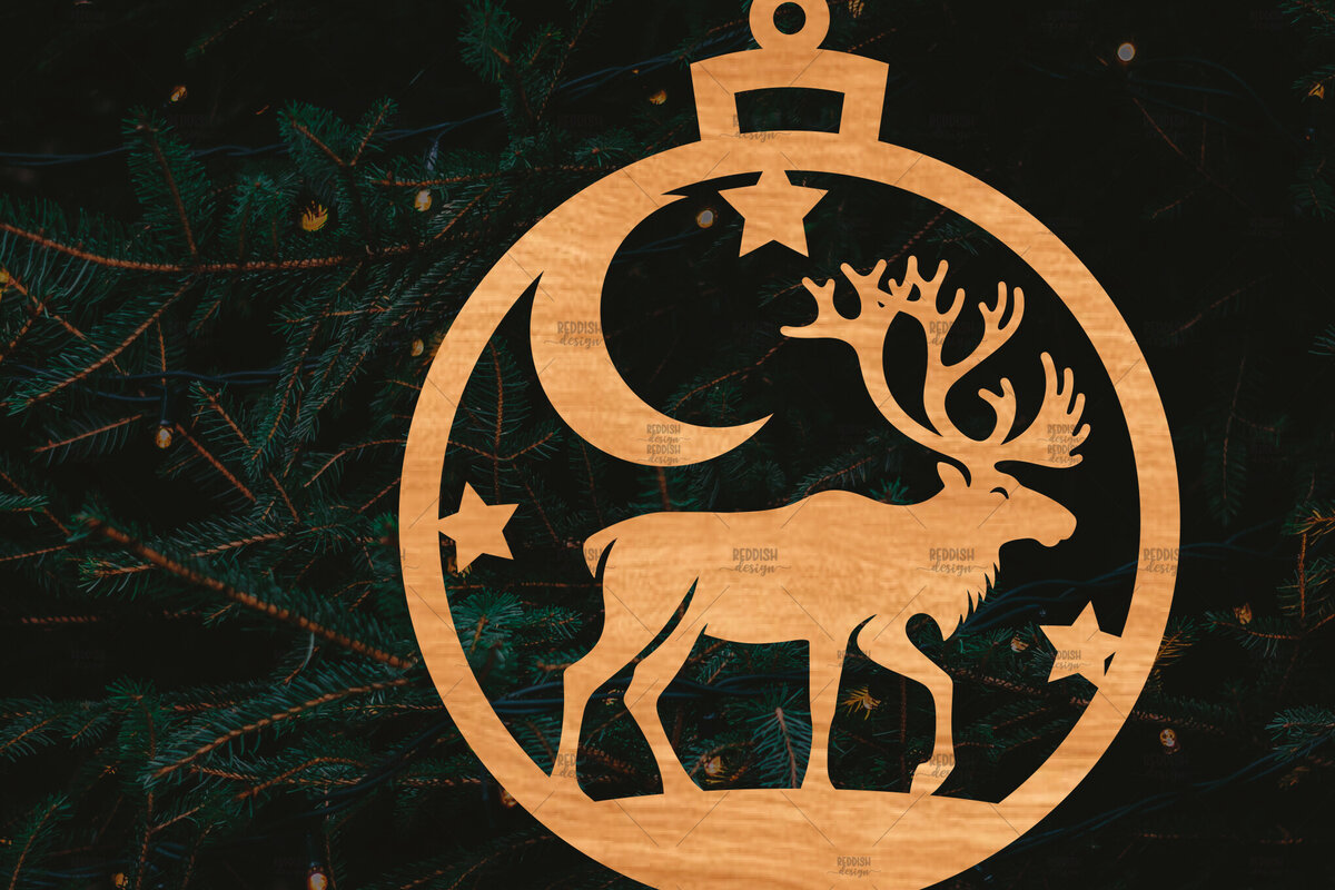 Σετ των 2 Intra απο ξύλο plywood 3mm-4mm πάχος – Στρογγυλό Χριστουγεννιάτικο Στολίδι Δίασταση  20x20 cm INTRAFABR-106941424