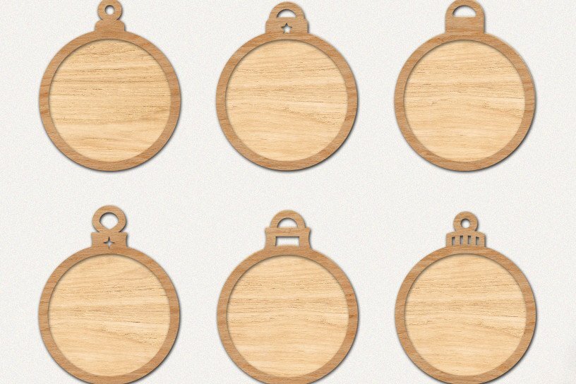 Σετ των 2 Intra απο ξύλο plywood 3mm-4mm πάχος – Στρογγυλή δέσμη Χριστουγεννιάτικων στολιδιών Δίασταση  20x20 cm INTRAFABR-41343693