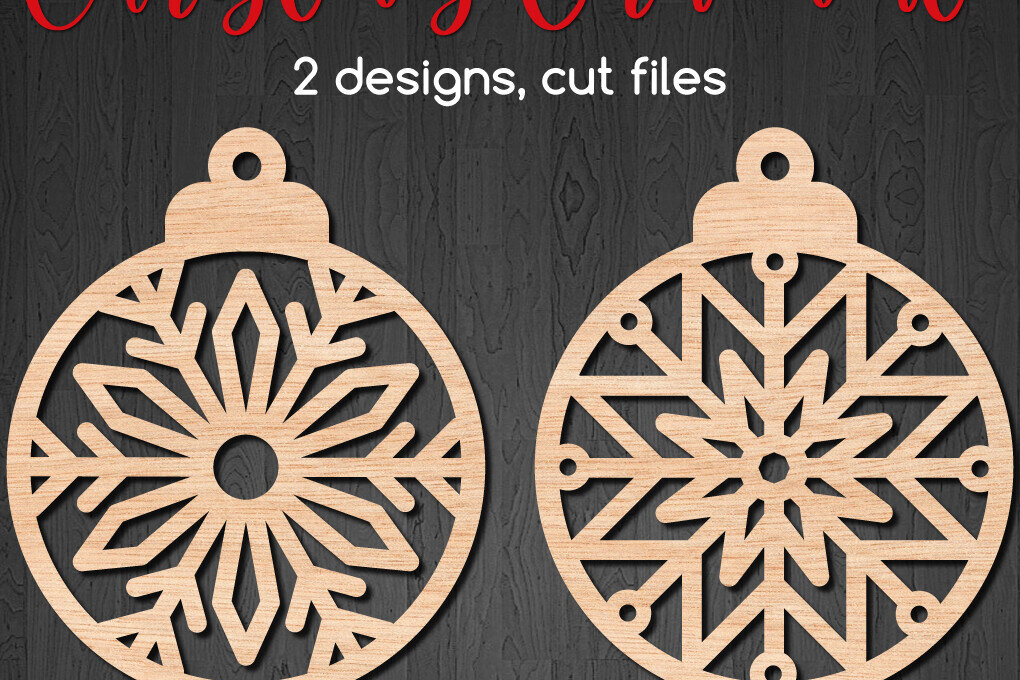 Σετ των 2 Intra απο ξύλο plywood 3mm-4mm πάχος – Στρογγυλά χριστουγεννιάτικα στολίδια με νιφάδα χιονιού Δίασταση  20x20 cm INTRAFABR-110609622