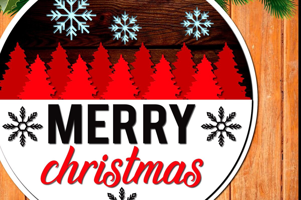 Σετ των 2 Intra απο ξύλο plywood 3mm-4mm πάχος – Round Christmas Welcome Wood Δίασταση  20x20 cm INTRAFABR-37837845