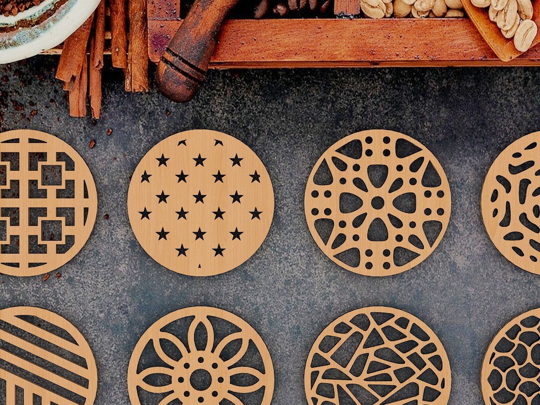 Intra απο ξύλο plywood 3mm-4mm πάχος – Στρογγυλά σουβέρ - Ξύλινο Μεταλλικό Διακόσμηση Τοίχου Δίασταση  40x30 cm INTRAFABR-40248312