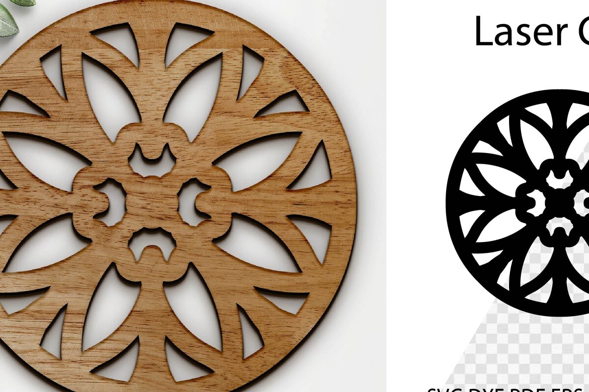 Σετ των 2 Intra απο ξύλο plywood 3mm-4mm πάχος – Στρογγυλό Coaster Coaster Cut Laser. Δίασταση  20x20 cm INTRAFABR-115439418